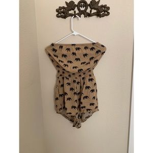 Sand-colored elephant romper